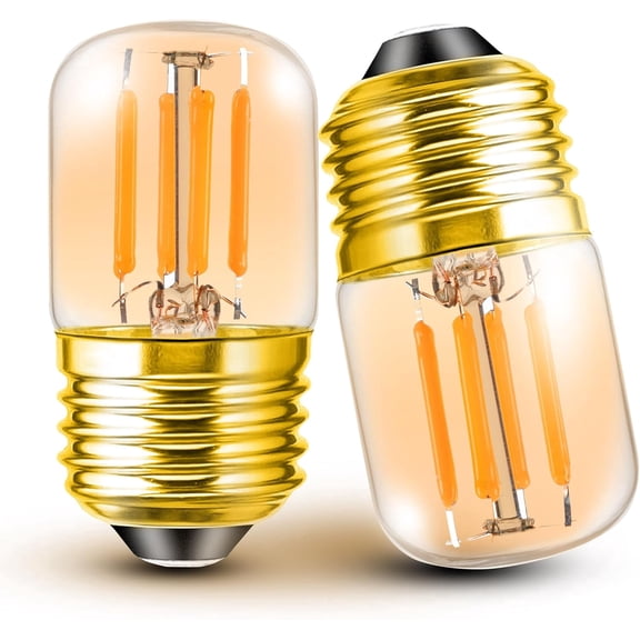 E26 Low Wattage Night Light Bulbs, 2200k Amber Warm Sleep Light Bulb 15W Equivalent, E26 Medium Base 2w 200lm T28 Mini LED Edison Bulb for Decorative Bulbs Oven Wall Sconces Lights, 2 Pack