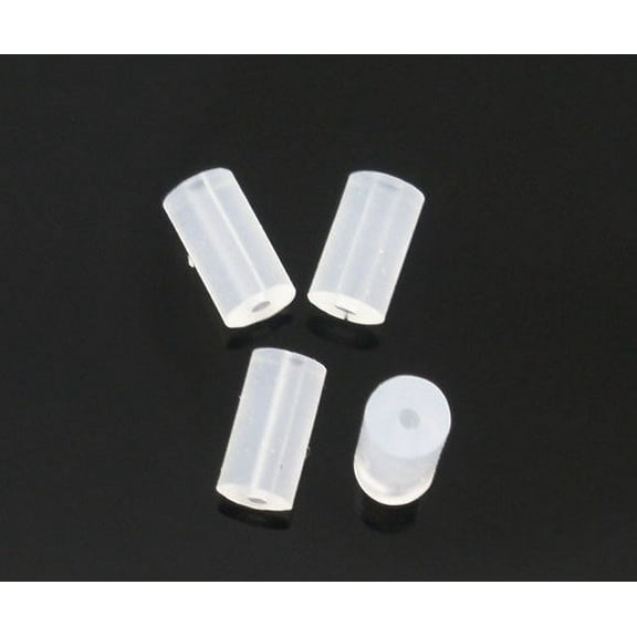 E267 - 1000 pcs (500 Pairs) Clear Rubber Earring Back Stoppers - 4mm x 2mm - Tube Shape