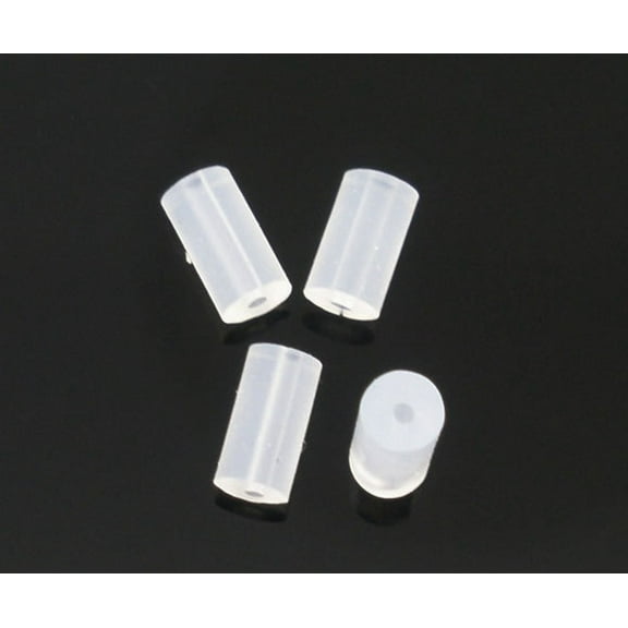 E267B - 500 pcs (250 Pairs) Clear Rubber Earring Back Stoppers - 4mm x 2mm