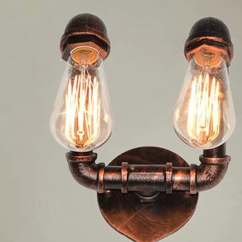 E27 2 Heads Industry Water Pipe Wall Lamp Wrought Iron Distressed Wall Light Eye Protection Soft Light Living Room Restaurant Corridor Lights Bedroom Bedside Lamp