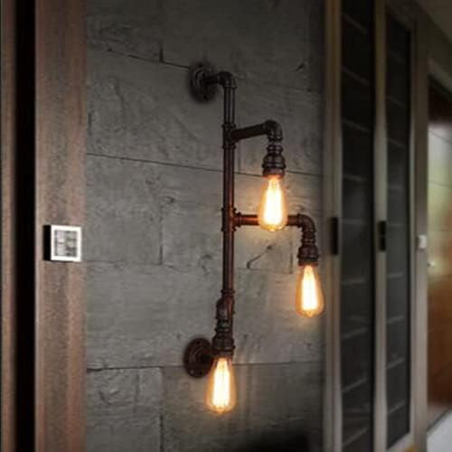 E27 3 Heads Wrought Iron Water Pipe Wall Lamp Retro Creativity Wall Light High Light Transmittance Bar Cafe Illumination Lamps