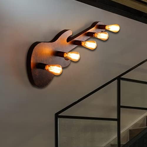 E27 5 Heads Distressed Guitar Wall Lamp Iron Paint Edison Wall Light High Light Transmittance Living Room Restaurant Corridor Lights Bedroom Bedside Lamp