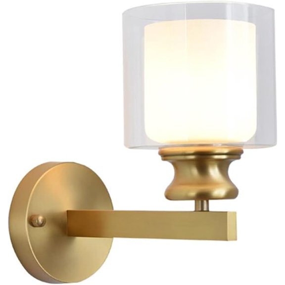 E27 American Brass Beautiful Wall Lamp Double Layer Glass Corridor Lights Classical Wall Lamp Decoration Living Room Restaurant Entryways