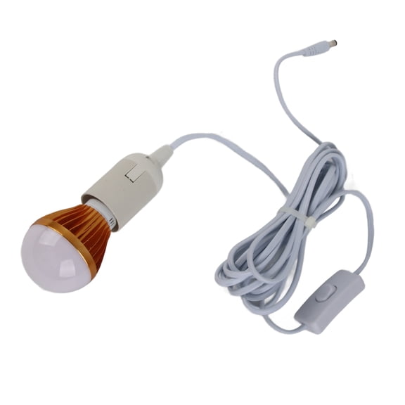 E27 Ball Bulb Spiral LED Solar White Light for Camping Tent 12V 5W with 3meter DC Line