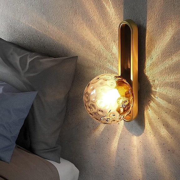 E27 Brass Sconces Water Glass Wall Lamp Clear Globe Lampshade Mirror Headlight Loft Bedroom Bedside Decor Lighting Fixture High Light Transmittance Corridor Lights