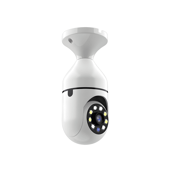 E27 Bulb Socket WiFi PTZ Security Camera,Two-way Audio&Max128G SD for Home Baby Pet Surveillance