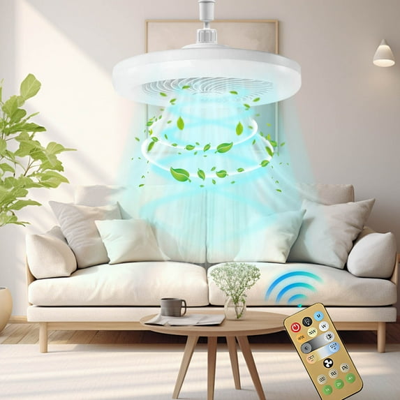 E27 Ceiling Fan with Light Hidden Blade Design and 3-Color Dimming, Remote-Controlled Fan Lamp for Bedroom Small Room with Quiet Motor and Energy-Saving LED