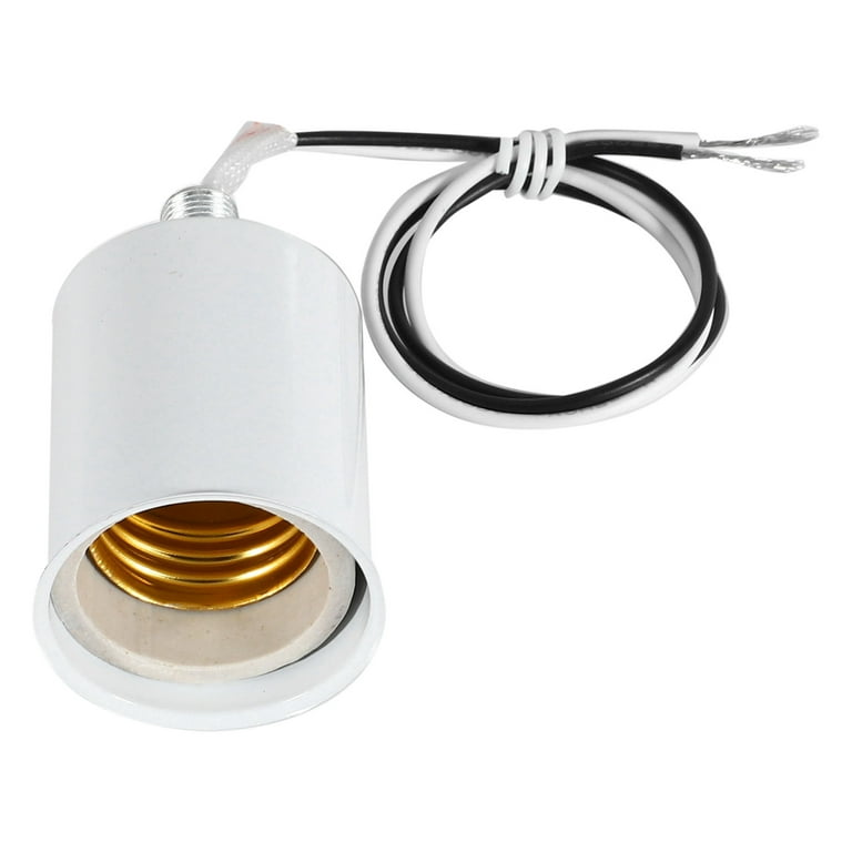 E27 Ceramic Screw Base Round LED Light Bulb Lamp Socket Holder Adapter metal Lamp Holder With Wire White Walmart
