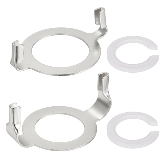 E27 E26 Lamp Harp Saddle Base, 1 Set 1.7"/1.4" (42mm/36mm) Lamp Harp Holder Base Non-Slip UNO Collar Ring Adapter with E27 to E14 Adapter Ring for Threaded Light Socket, Silver