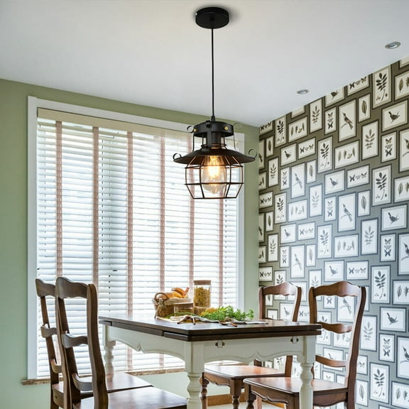 E27 Farmhouse Ceiling Light Fixture Rustic Industrial Iron Cage Pendant Lamp