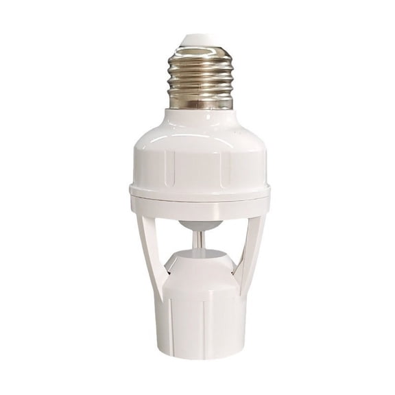 E27 Infrared Motion Sensor Lamp Holder, Adjustable Delay 16-300s,No Wiring Needed For LED Bulbs,AC85-265V,White ABS Socket Adapter For Home Security Lighting(1pcs)