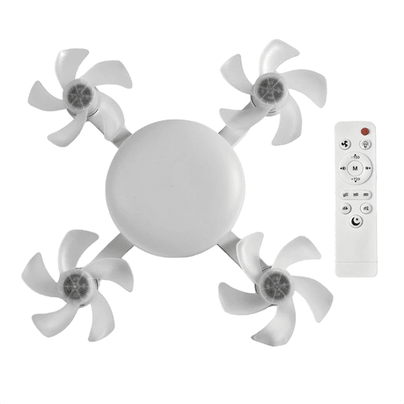 E27 LED Ceiling Fan Light with Remote Control Dimmer Function 60W Ceiling Light Drone Shaped Fan Light,1 * Four-head light 1 * Remote control (Without 2 x AA battery)
