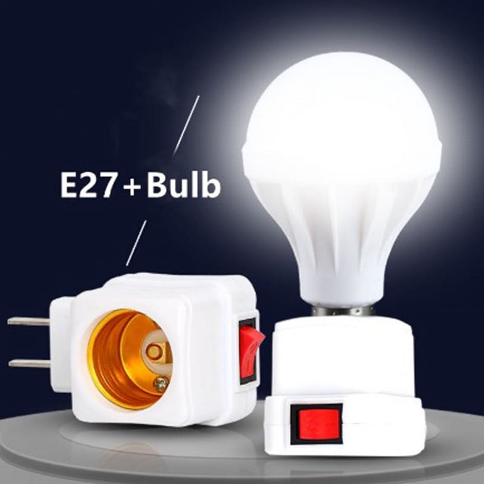 E27 LED Light Bulb Base Lamp Holder with Switch Extension Adapter