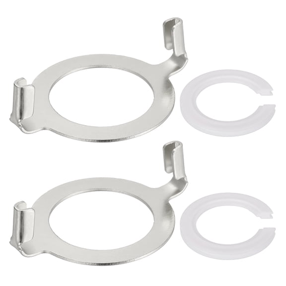E27 Lamp Harp Saddle Base, 2 Set 1.65" (42mm) Lamp Harp Holder Base Non-Slip UNO Collar Ring Adapter with E27 to E14 Adapter Ring for E27/E14/E12 Threaded Light Socket, Silver