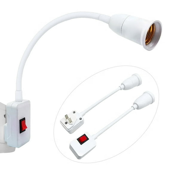 E27 Light Socket to Plug Adapterr with On/Off Switch,Light Bulb Adapter Socket Converter with 360 Degrees Flexible Extension for Home Light Fixtures Light Bulb Camera Converter Bulbs Outlet Changer