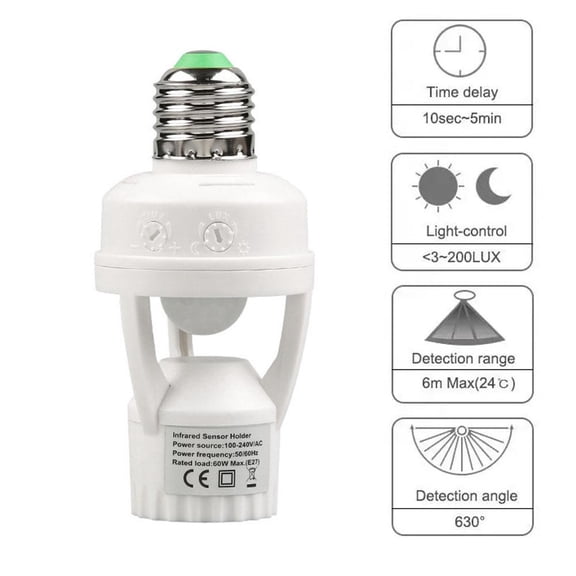 E27 Motion Sensor Light Socket E27 LED Lamp Bulb Holder Light Socket Switch Infrared PIR Motion Sensor