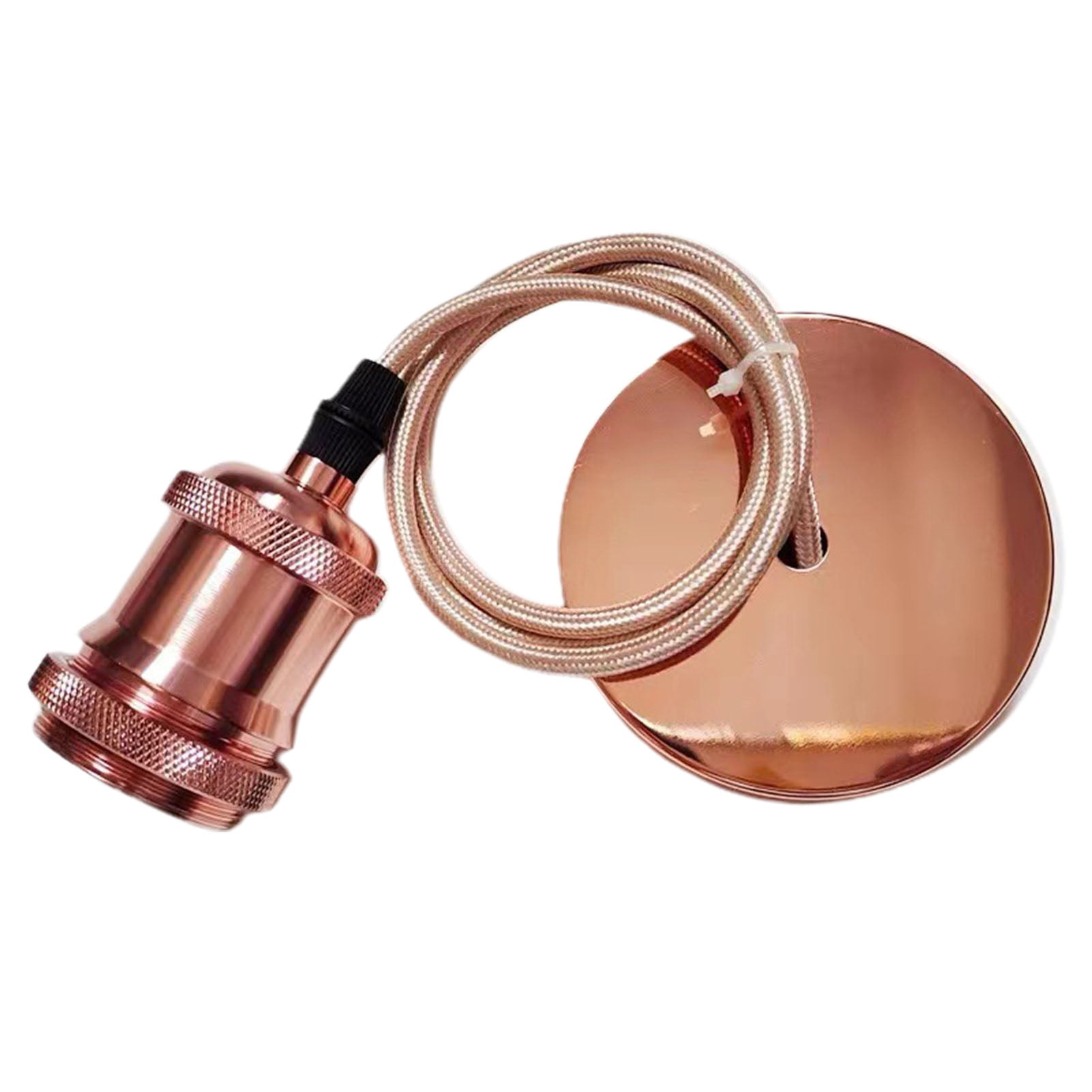 E27 Pendant Light Cord Kit with Large Screw-in Lamp Socket 1m Cable Hanging Fixture Easy Installation Vintage Style Metal Base for Bulb Home Decor