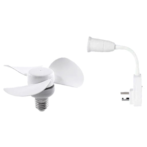 E27 Screw On Mini Ceiling Fan with Light 360 Adjustable Flexible Shaft for Living Room White2