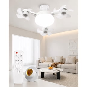 E27 Socket Ceiling Fan Light, Ceiling Fan That Screws into Light Bulb Socket, Socket Fan Light with Remote Control, Dimmable LED Fan Light for Bedroom