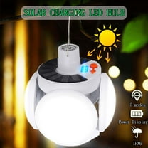 E27 Solar LED Deformable Garage Light | Folding UFO Football Bulb | 5W Outdoor Hanging Lamp | 600mAh Rechargeable Battery | 3-Mode Adjustable Brightness | For Yard, Patio, Camping, Party | 1 Pack