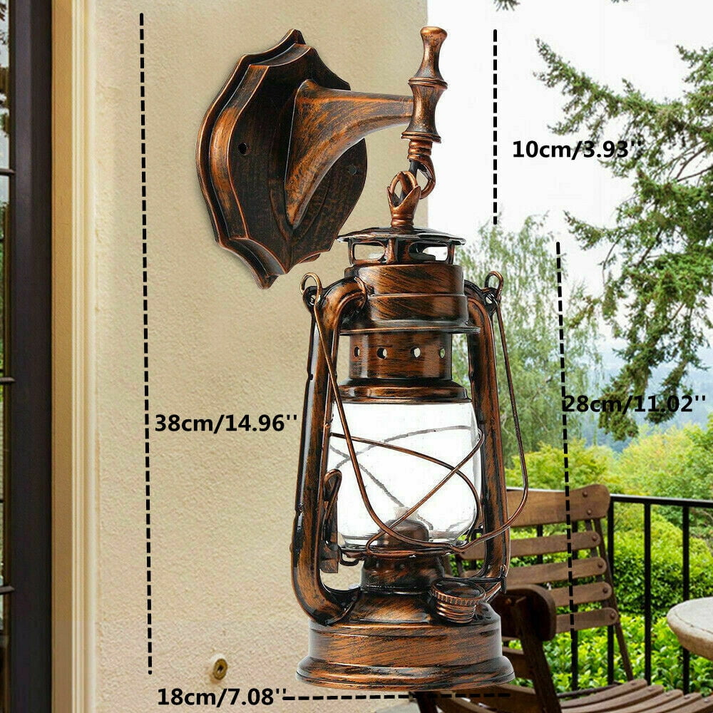 E27 Vintage Lantern Rustic Wall Light Retro Lamp Outdoor Porch Sconce Fixture Decor