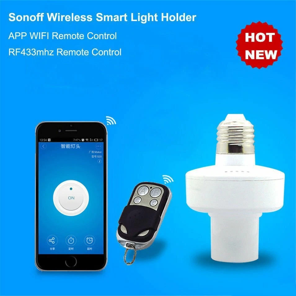 E27 Wifi Wireless Screw Light Lamp Bulb Holder Cap Socket Smart Home