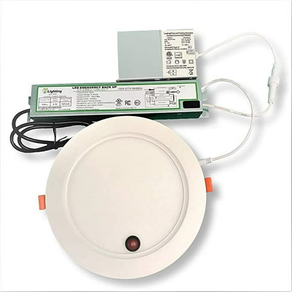 E2Lighting LED Downlight 8 Inch | 18W Dimmable w/ 90 Min Emergency Battery Backup | Ultra-Slim LED Recessed Light | IC Rated and Energy Star LED Roof