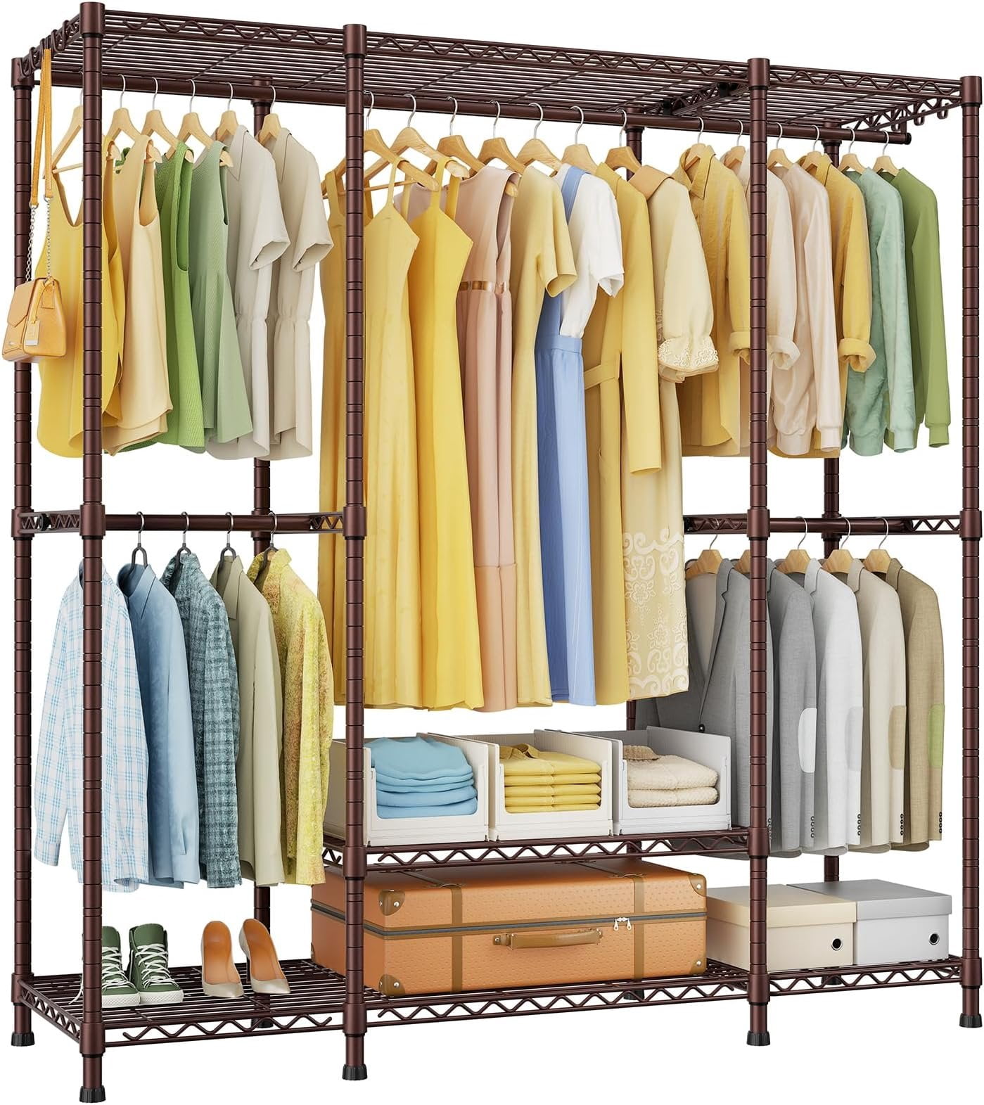 E3 Heavy Duty Garment Rack, 4 Tiers Freestanding Closet Organizer ...