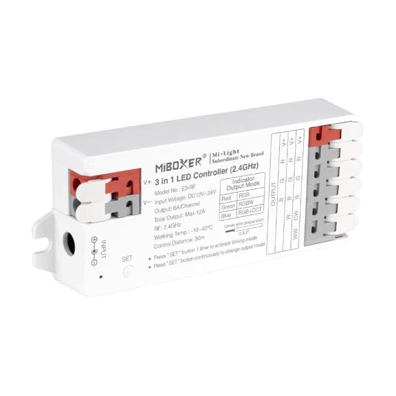 E3-RF Miboxer 3 in 1 LED Strip Light Controller DC 12-24V Tool-Free Wiring Smart App & Voice Compatible