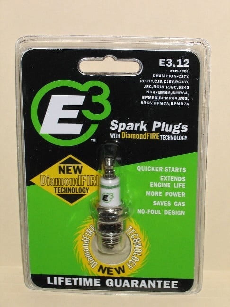 E3 Spark Plugs E3.12 Premium Lawn and Garden Spark Plug with DiamondFIRE Technology
