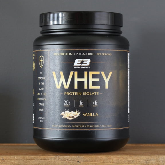 E3 Supplements Whey Protein Isolate Protein Powder, Vanilla, 720g
