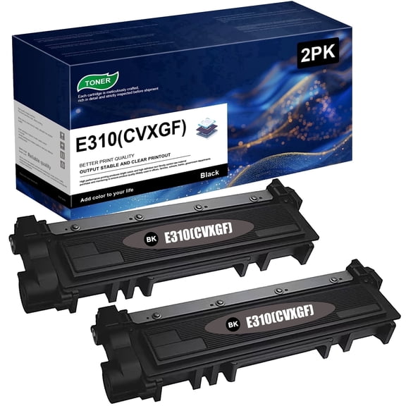 E310 CVXGF (2-Pack Black) Toner Cartridge with Chip Compatible for Dell E310-CVXGF Toner for E310dw E514dw E515dw E515dn Printer Ink