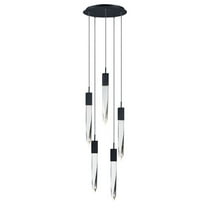 E31244-20BK ET2 Lighting Quartz-30W 5 LED Pendant-15.75 Inches wide by 21 inches high-Black Finish
