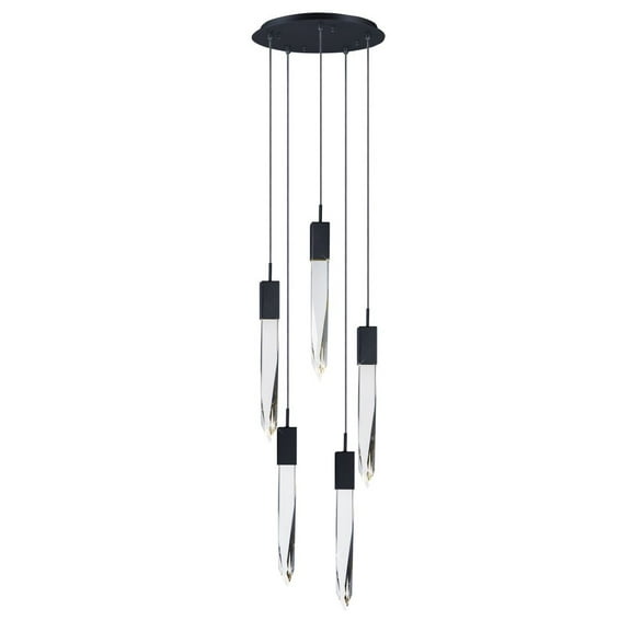 E31244-20BK ET2 Lighting Quartz-30W 5 LED Pendant-15.75 Inches wide by 21 inches high-Black Finish