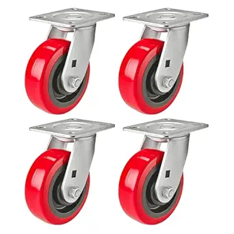 4 Pack Heavy Duty 5 in Polyurethane Caster Wheels, 4 Swivel