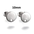 thumbnail image 1 of E340 - 10 pcs. (5 pairs) 304 Stainless Steel Silver Tone Earring Posts/Bases/Studs/Settings - 12mm Length - 10mm Diameter - Hole Size: 1.5mm, 1 of 2