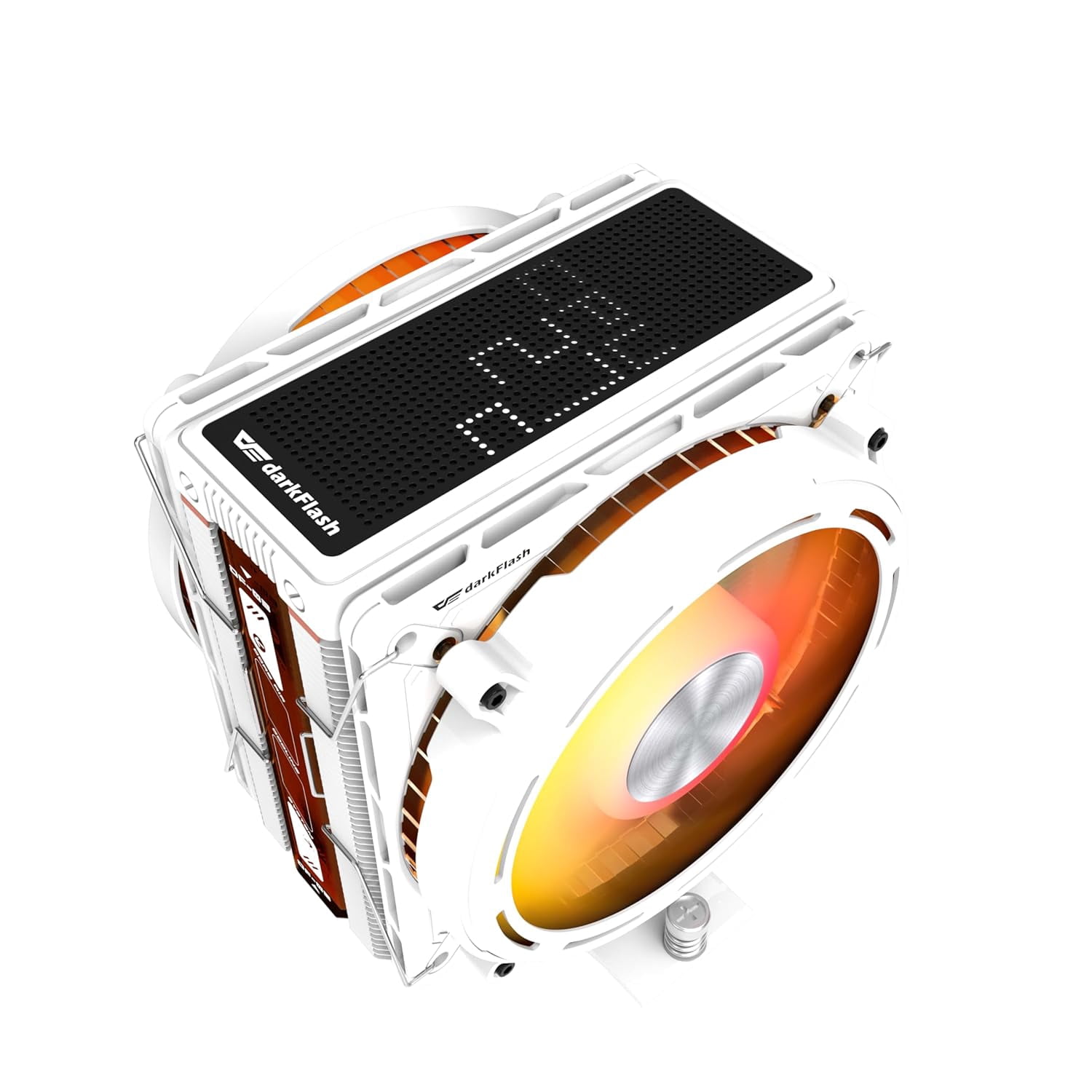 E400 Plus CPU Air Cooler, 4 Copper Heat Pipes, Dual 120mm PWM ARGB Fans 2200RPM,Digital Display Top,Intel LGA1851 1700 1200 115X 1366 and AMD AM5 AM4 Compatible(Fits MATX Cases Only)，White