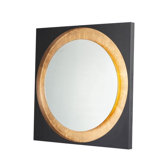 Floating 1 - Light Gold Leaf And Black Multi Color Steel Mirror