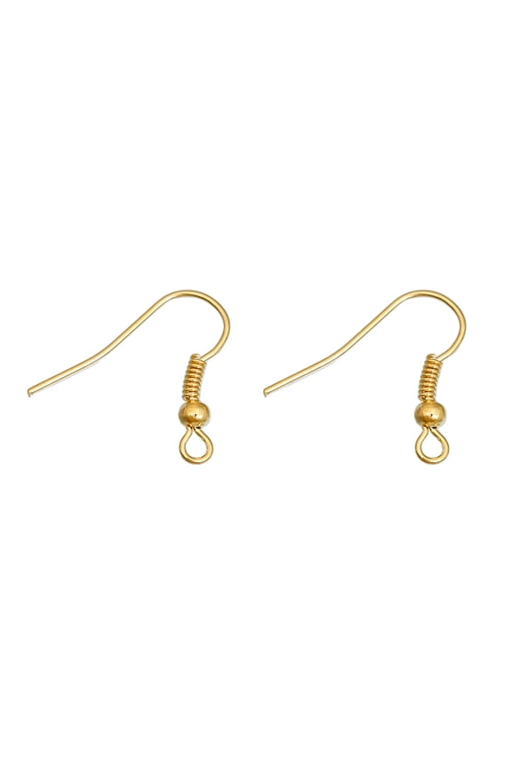 E433 - 200 pcs Gold Plated Earring Hooks with Spring and Ball - 18mm x 19mm - Fish Hooks - Parallel Loop