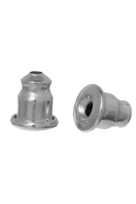 E443B - 1000 pcs (500 Pairs) Silver Tone Ear Nuts - 5.5mm x 5mm - Earring Stoppers! - Bullet Design - High Quality! Hole Size: 1mm