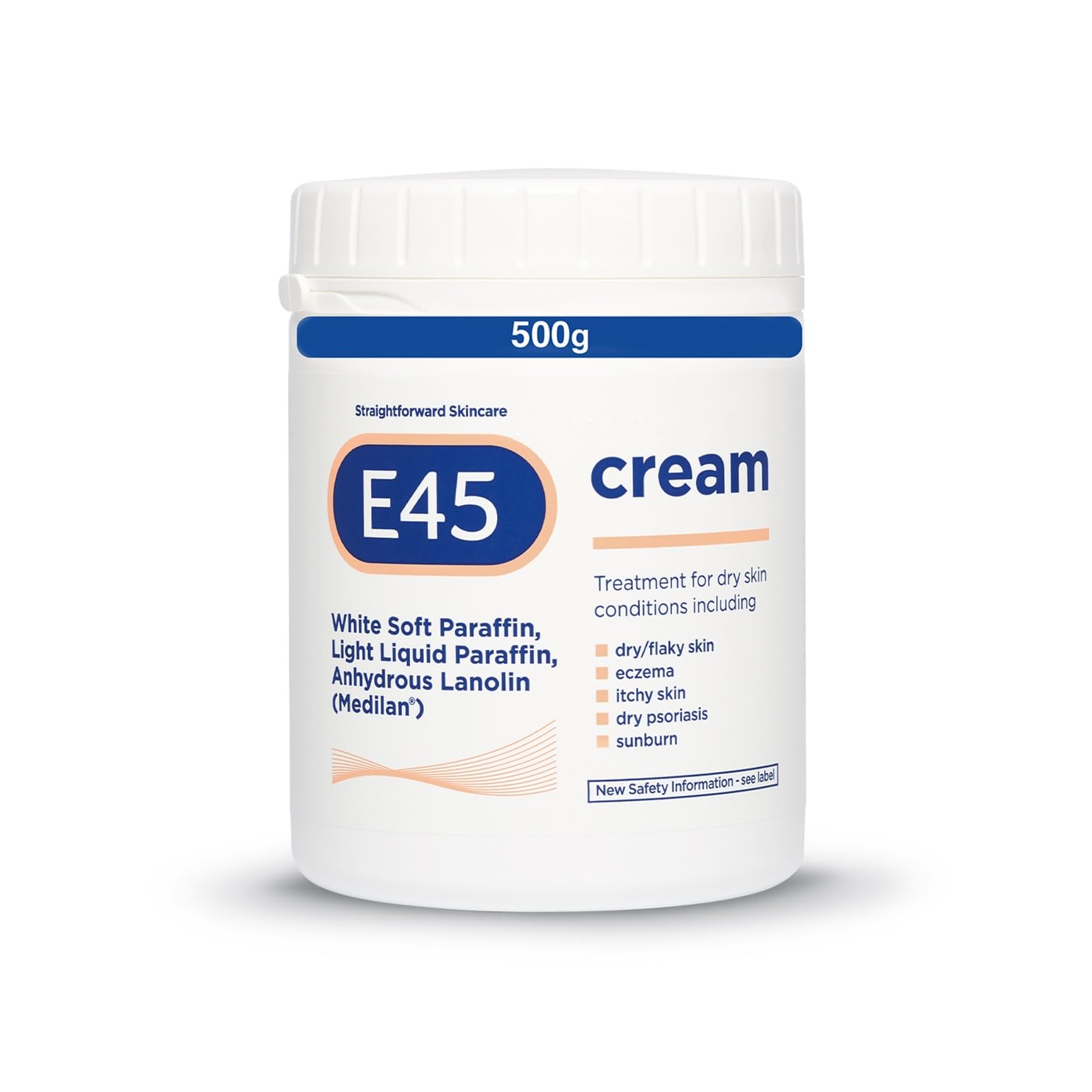 E45 Cream 500 g YPF5 Tub Moisturiser for Dry and Sensitive
