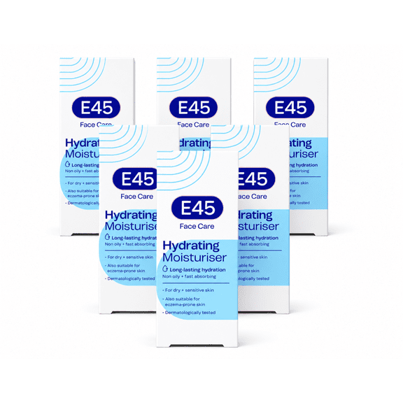 E45 Face Moisturizer Cream for Dry Sensitive Skin Unscented 50 ml 6 Pack