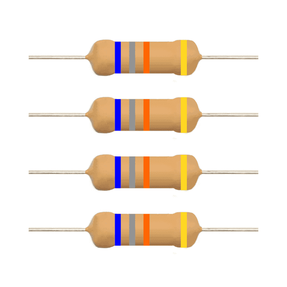 E5-Electronics Carbon Film Resistors 68k Ohm 1/4 Watt 20 Count