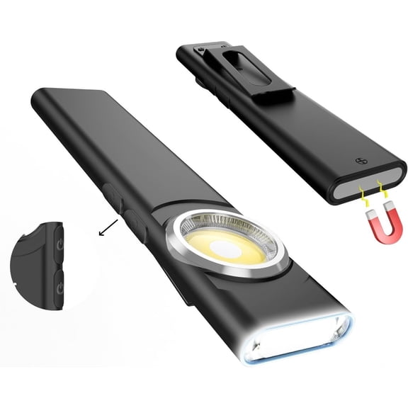 E5 Plus - Ultra-Slim 3-Light Sources EDC Flashlight, 650 Lumens, USB-C Rechargeable, IPX4, Base & Clip (Black)
