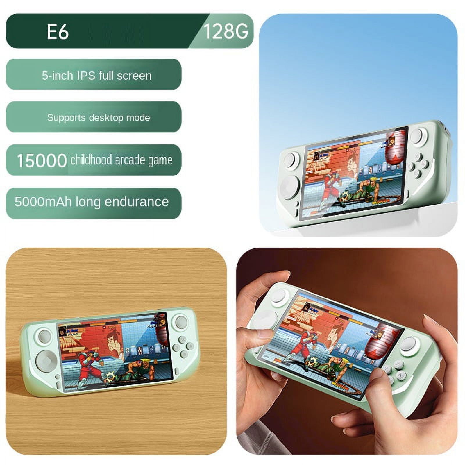 E6 Retro Handheld Gaming Console 5inch LCD Display Builtin 128GB Card