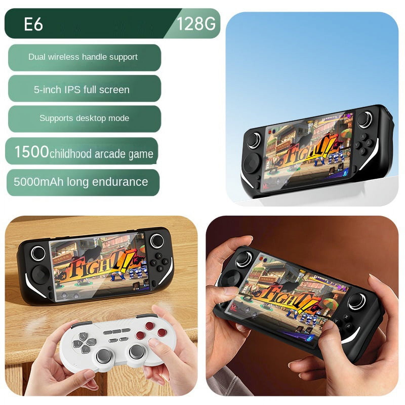 E6 Retro Handheld Gaming Console 5 inch LCD Display Builtin 128GB Card