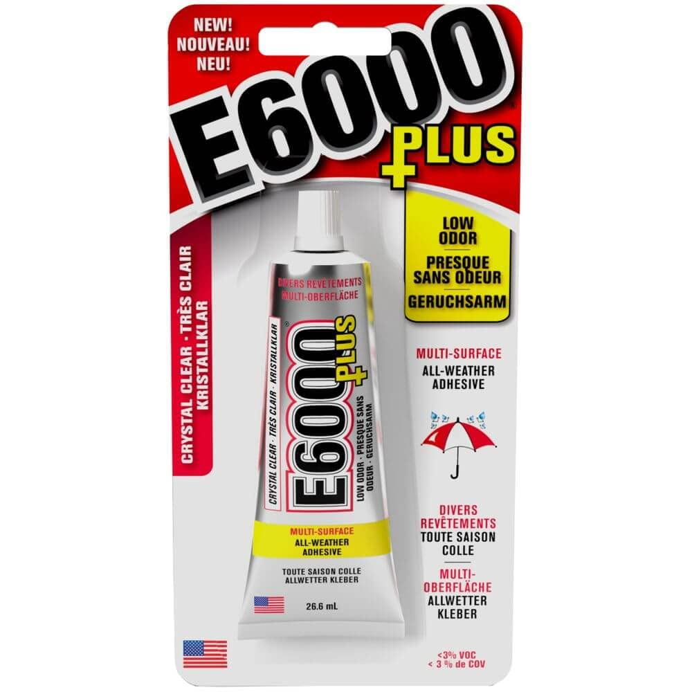 E6000 Eclectic Products inc. Plus Multi-purpose Clear Glue, Waterproof and Paintable, Strong Flexible Craft Adhesive for Wood, Glass, Fabric, Ceramic, Metal and More, 26.6ml RDD5