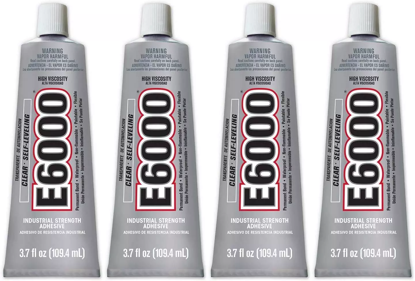 E6000 High Viscosity Adhesive, 3.7 Fluid Ounces - 4 Pack