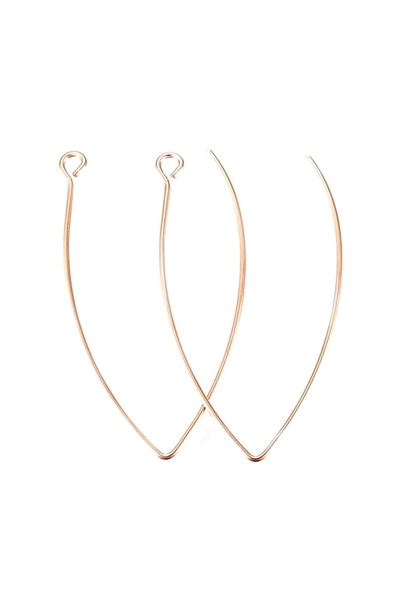 E614 - 10 pcs 304 Stainless Steel Rose Gold Ion Plated LONG Earring Hooks with Parallel Loop - 41mm x 22mm