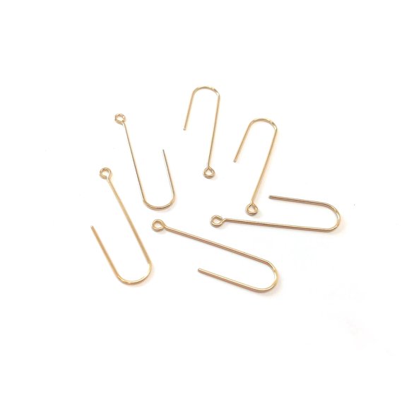 E616 - 20 pcs 304 Stainless Steel Earring Hooks - 37mm x 11mm - Hole: 1.7mm - Long Ear Wire Stick Bar - Gold - Parallel Loop